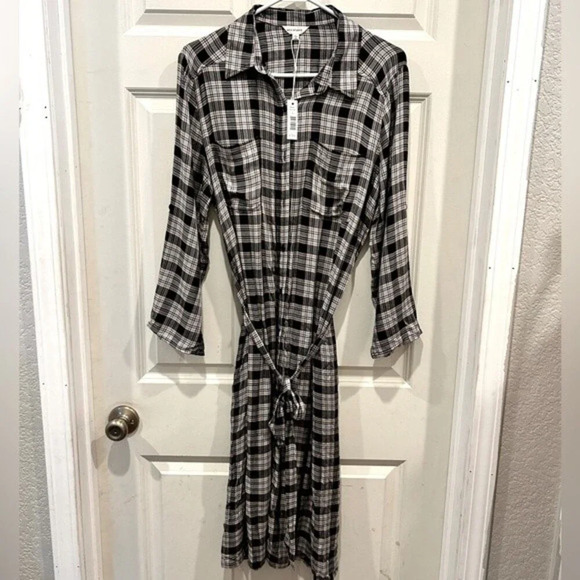 Max Studio Plaid Shirt Dress size Large - Picture 1 of 9